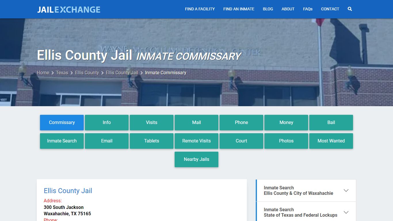 Inmate Commissary, Care Packs - Ellis County Jail, TX