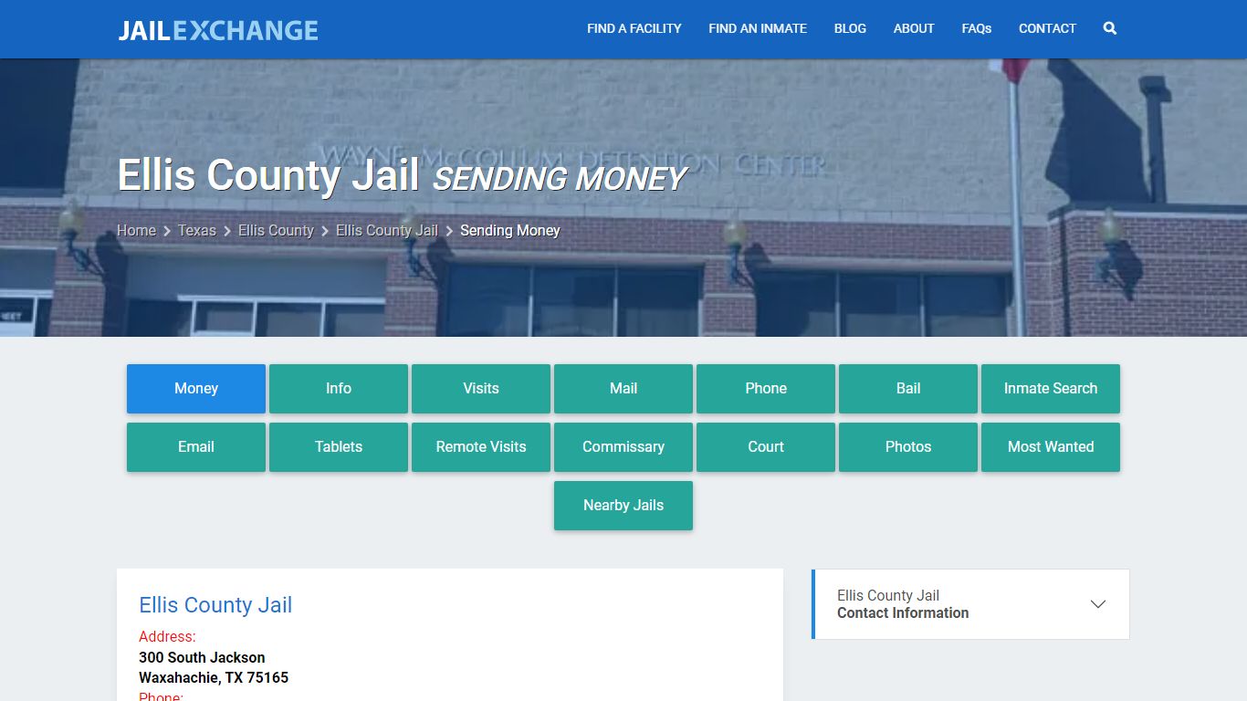 Send Money to Inmate - Ellis County Jail, TX - Jail Exchange