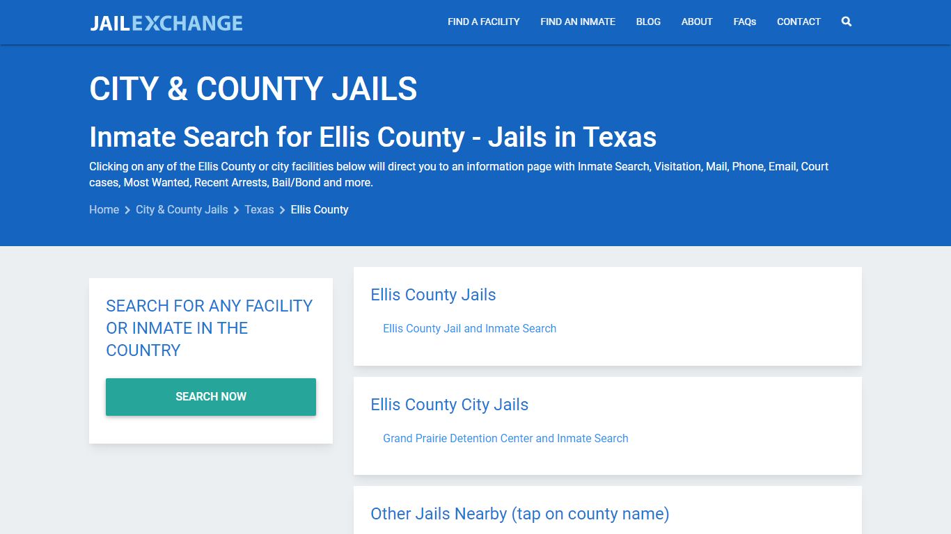 Inmate Search for Ellis County | Jails in Texas - Jail Exchange