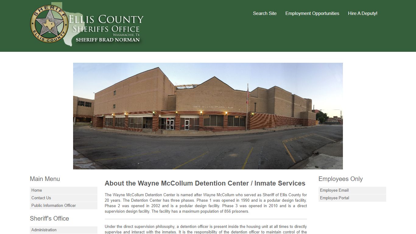 About WMDC / Inmate Services - Ellis County Sheriff